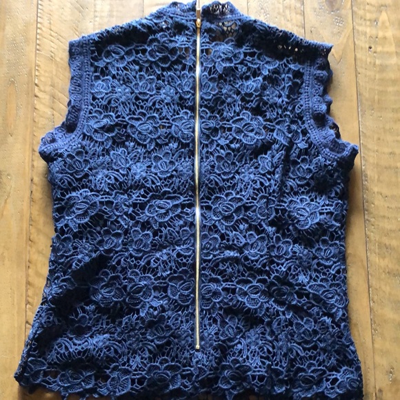 Nanette Lepore Dark Blue Eyelet Top - Picture 2 of 6
